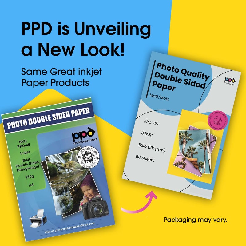 PPD 50 Sheets Inkjet Matte Double Sided Heavyweight Photo Quality Paper LTR 8.5 x 11 53lbs. 210gsm 9mil (PPD-45-50) - Image 2